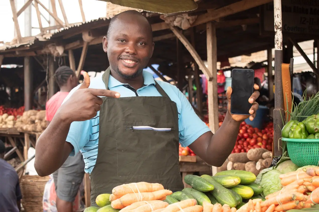 Girl in blue background
